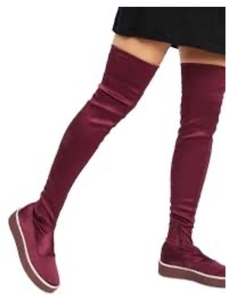 Free People Outer Limits Over-The-Knee Stretch Boots Size 38 (Us 7.5) Maroon